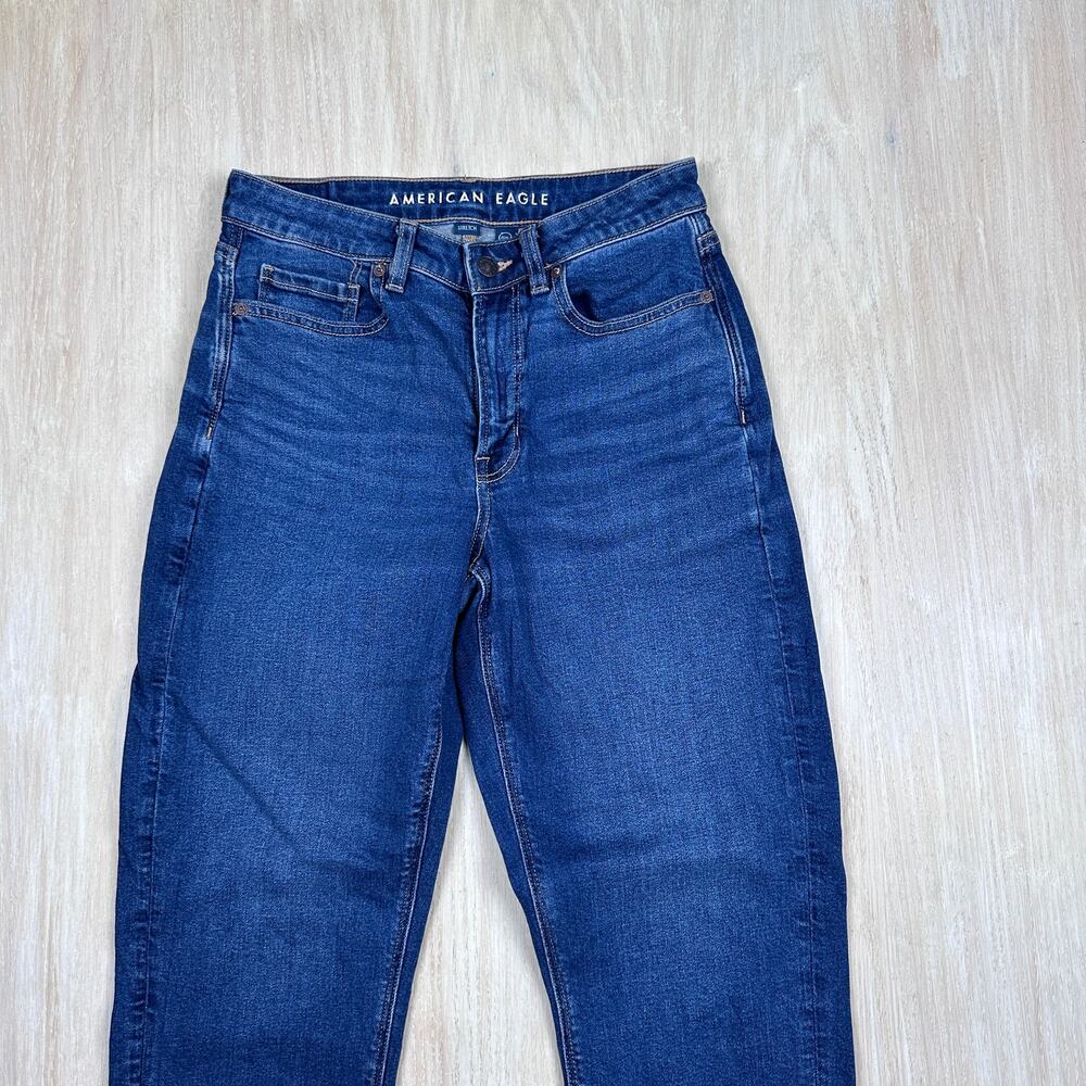 American Eagle Stretch Mom High Waisted Casual Dark Wash Denim Jeans 6 SHORT - Picture 2 of 16